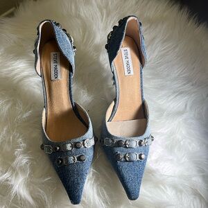 Steve Madden Dali Studded Stiletto Denim Pumps
